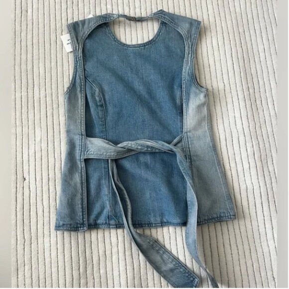 Zara Denim Open Back Tie Top - Picture 9 of 9